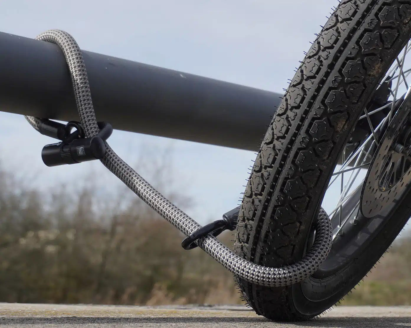 tex-lock eyelet (electric grey, 120 cm, U/X bundle, ohne) Textile lock with eyelets incl. shackle lock