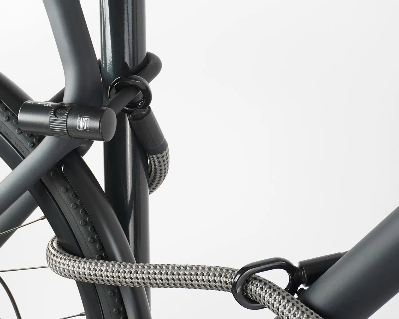 tex-lock eyelet (electric grey, 120 cm, U/X bundle, ohne) Textile lock with eyelets incl. shackle lock