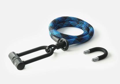 tex-lock eyelet (morpho blue, 120 cm, U/X bundle, ohne) Textile lock with eyelets incl. shackle lock