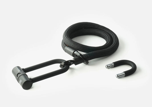 tex-lock eyelet (onyx black, 120 cm, U/X bundle, ohne) Textile lock with eyelets incl. shackle lock